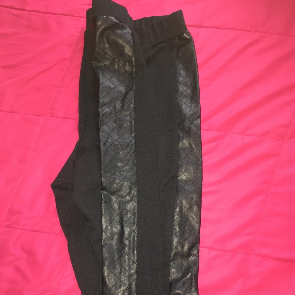 Cotton and leather leggings